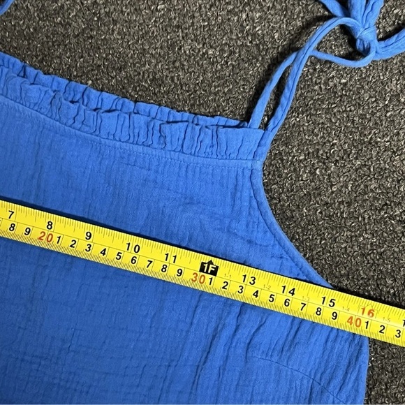 RAILS Valeria Midi Dress Palace Blue Soft Cotton Gauze Pockets Tie Shoulder S - Picture 8 of 9